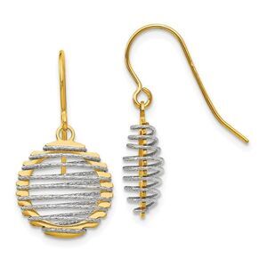 13mm Wire Wrapped Dangle Earrings in 14k Yellow and White Gold